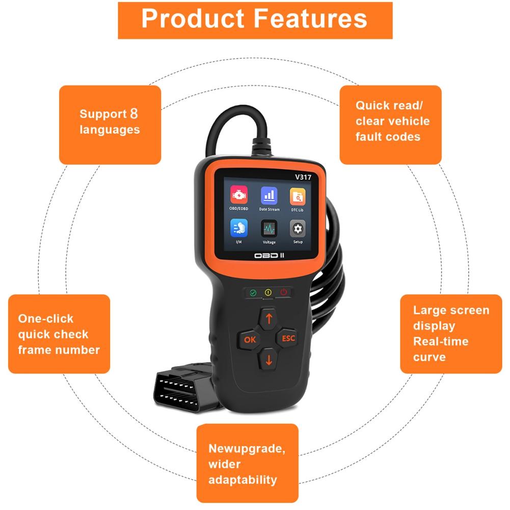 OBD2 Scanner OBD Code Reader & Scan Tools Car Engine Diagnostic Scanner Tool for All OBDII Protocol Cars