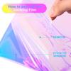 Folie holografică transparentă pentru ferestre, folie dicroică iridescentă pentru ferestre, autocolant decorativ pentru sticlă, rolă de celofan iridescentă autoadezivă