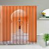 Set di tende da doccia marocchine con cancello invecchiato, motivo geometrico, design per porte, tende da bagno in stile architettonico orientale
