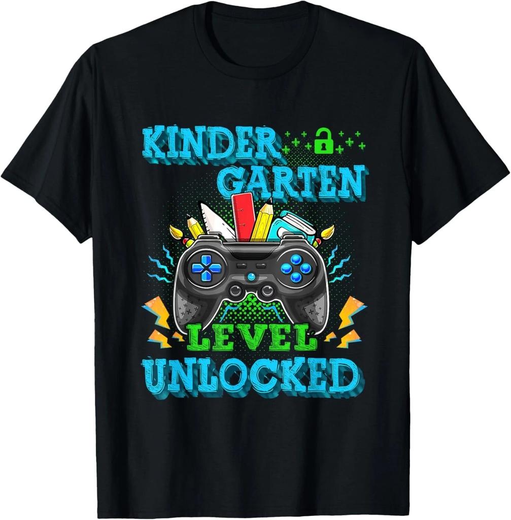 Kindergarten Level Unlocked Gamer First Day Of School Boys T- Shirt