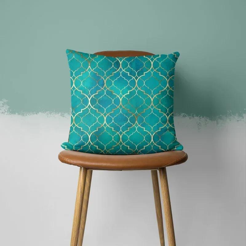 Türkis Kissenbezug Blatt Feder Geometrisch Herz Sofakissenbezug Schlafzimmer Heimdeko Bürodeko Zubehör 50x50cm45x45