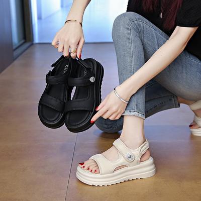 Large Size Women's Shoes Size 41 Korean Version Platform Velcro Sandals Women's Summer New Fashion Sports Open-toed Casual Beach Shoes