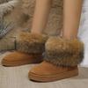 Plus Size Women's Snow Boots - New Winter Style Cotton Boots Solid Color Casual Faux Fur Women's Cotton Boots