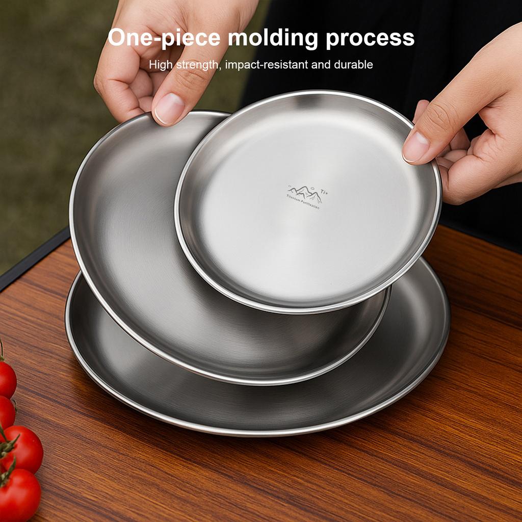 Titanium Purification Plate Backcountry Dinnerware Anti-Fall Stackable Camping Tray Rust Proof for Backpacking Picnic Equipment