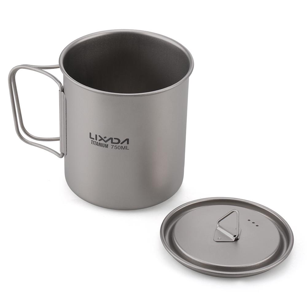Lixada Set de vase de gătit 300ml/350ml/420ml/550ml/650ml/750ml Cupă din titan ultrauşoară cu cină pliabilă