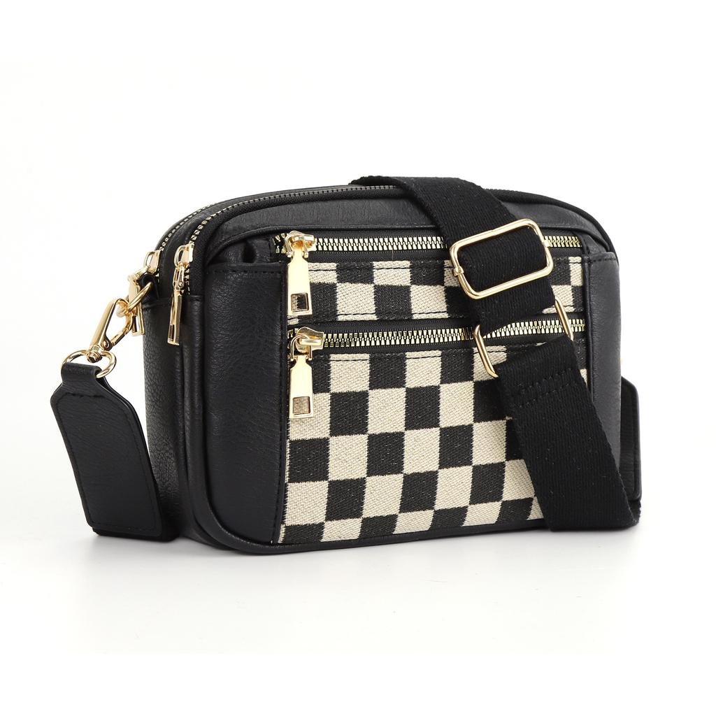 Premium Texture Large Capacity Multi Clip Women's Medium Crossbody Handbag with Adjustable Guitar Strap