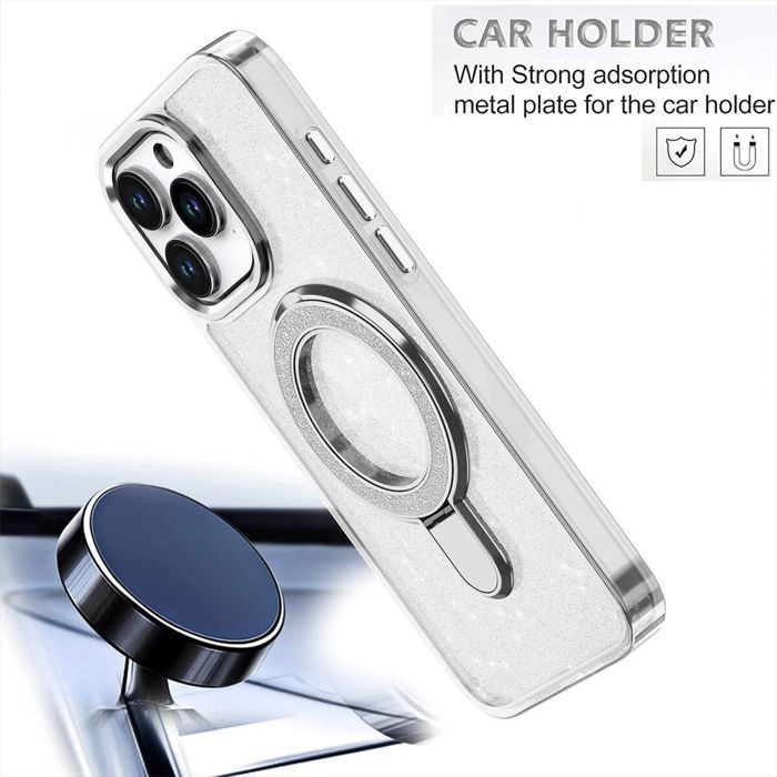 Coque + 2 Verres Trempés pour iPhone 18 Pro, Antichoc PC Silicone avec Cercle Magnétique - Argenté