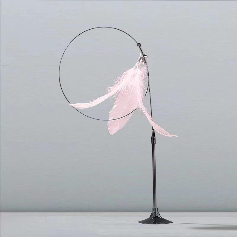 Cats Toys Feathers Wand Interactive Toy Kitten Toys with Super Suction Cup Detachable Feather Replacements Cat Stick Accesorios