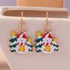 Cute Christmas Tree Drop Earrings Women Girls Elk Snowman Santa Claus Earrings X'mas New Year Party Jewelry Gifts
