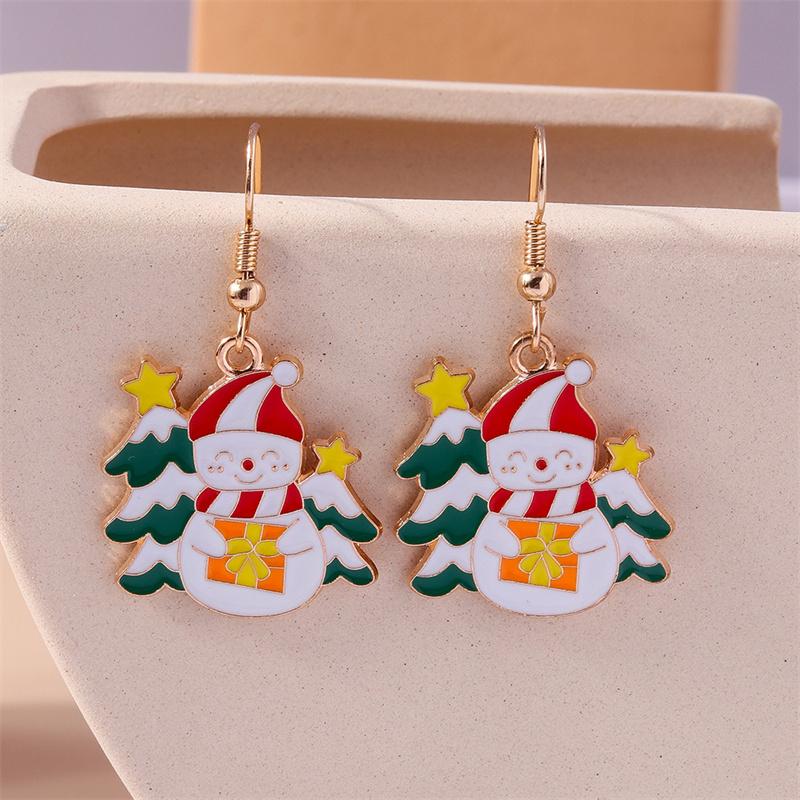 Cute Christmas Tree Drop Earrings Women Girls Elk Snowman Santa Claus Earrings X'mas New Year Party Jewelry Gifts