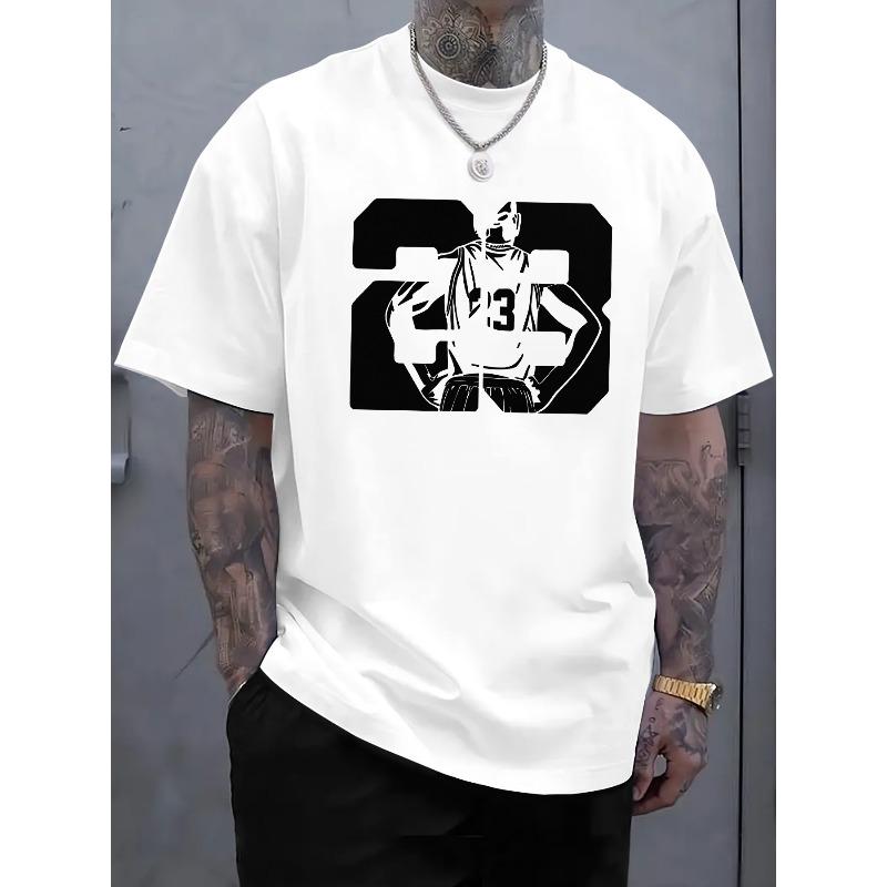 European Sizes Men'S Summer Fashion 23 Basketball Player Print Short Sleeve T-Shirt, High-end Comfortable Casual Crew Neck Top