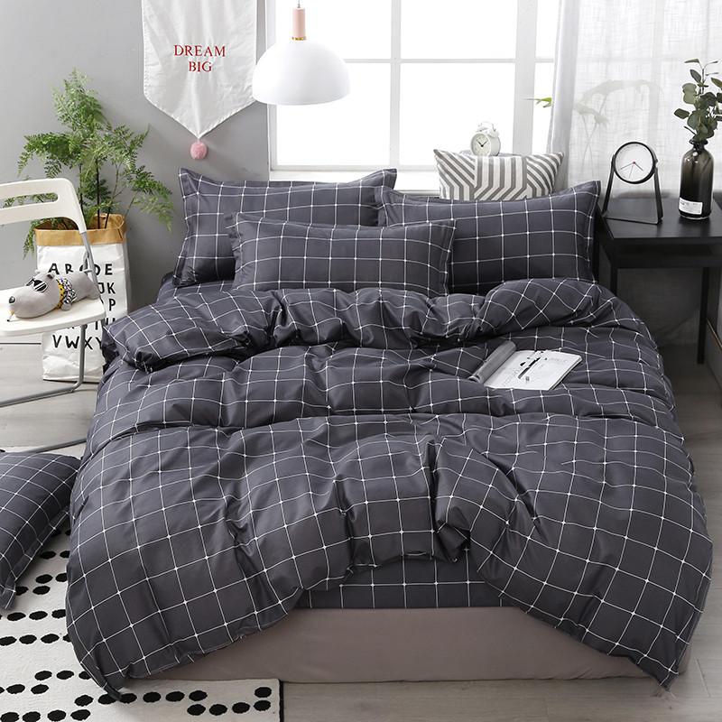 Four-piece Set of Washed Cotton Bedding, Quilt Cover, Bed Sheet Quilt Cover, Simple Nordic Style Kit