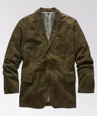 AL KHALID Echt zacht groen leren blazer voor heren, puur suède, motorstijl, bikerstijl