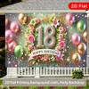 2D Happy 18th Birthday Background Banner Balloon Flower Party Decor