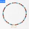 Bohemian Style Natural Crystal 7-color Stone Beaded Necklace Spring and Summer Dopamine Wear Fashionable Versatile Clavicle Chain