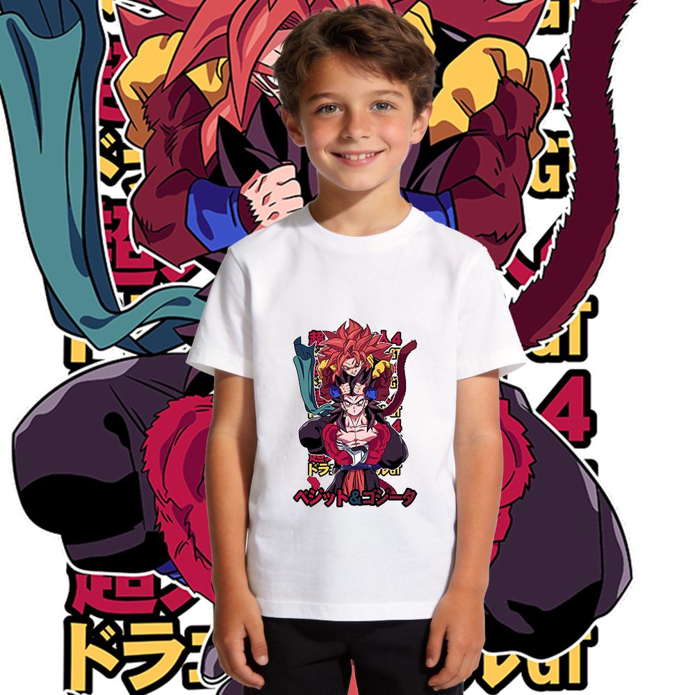 DBZ Vegetto SSJ4 x Gogeta SSJ4 Anime Print Kids Cotton T Shirt Short Sleeve Summer Clothes for Boys and Girls