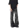 TOWYYO Harajuku Acid Wash Multi-Zipper Straight Denim Jeans Black L