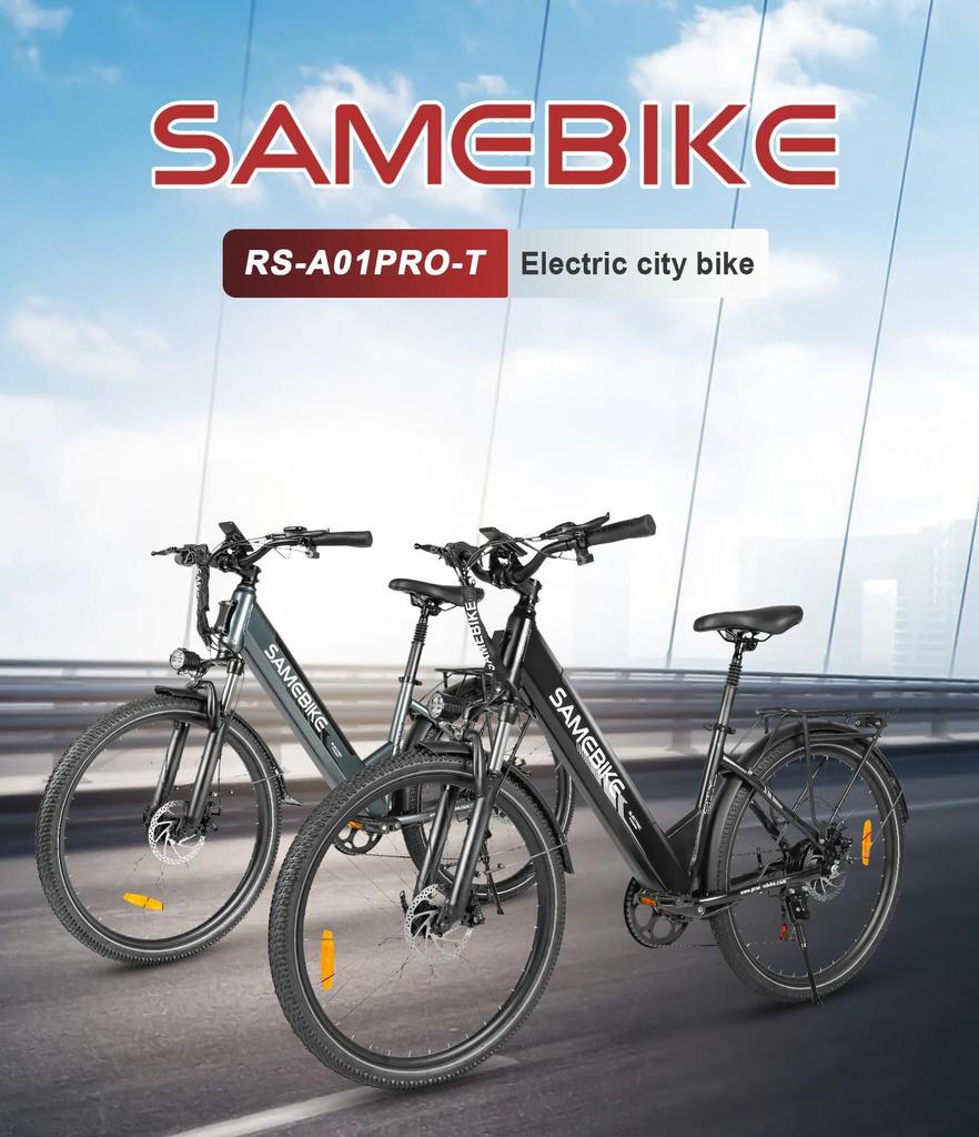SAMEBIKE 26" Miejski Rower Elektryczny, Silnik 500W, Bateria Litowo-Jonowa 36V 15Ah, Rower Elektryczny do Codziennych Dojazdów z Tylnym Bagażnikiem