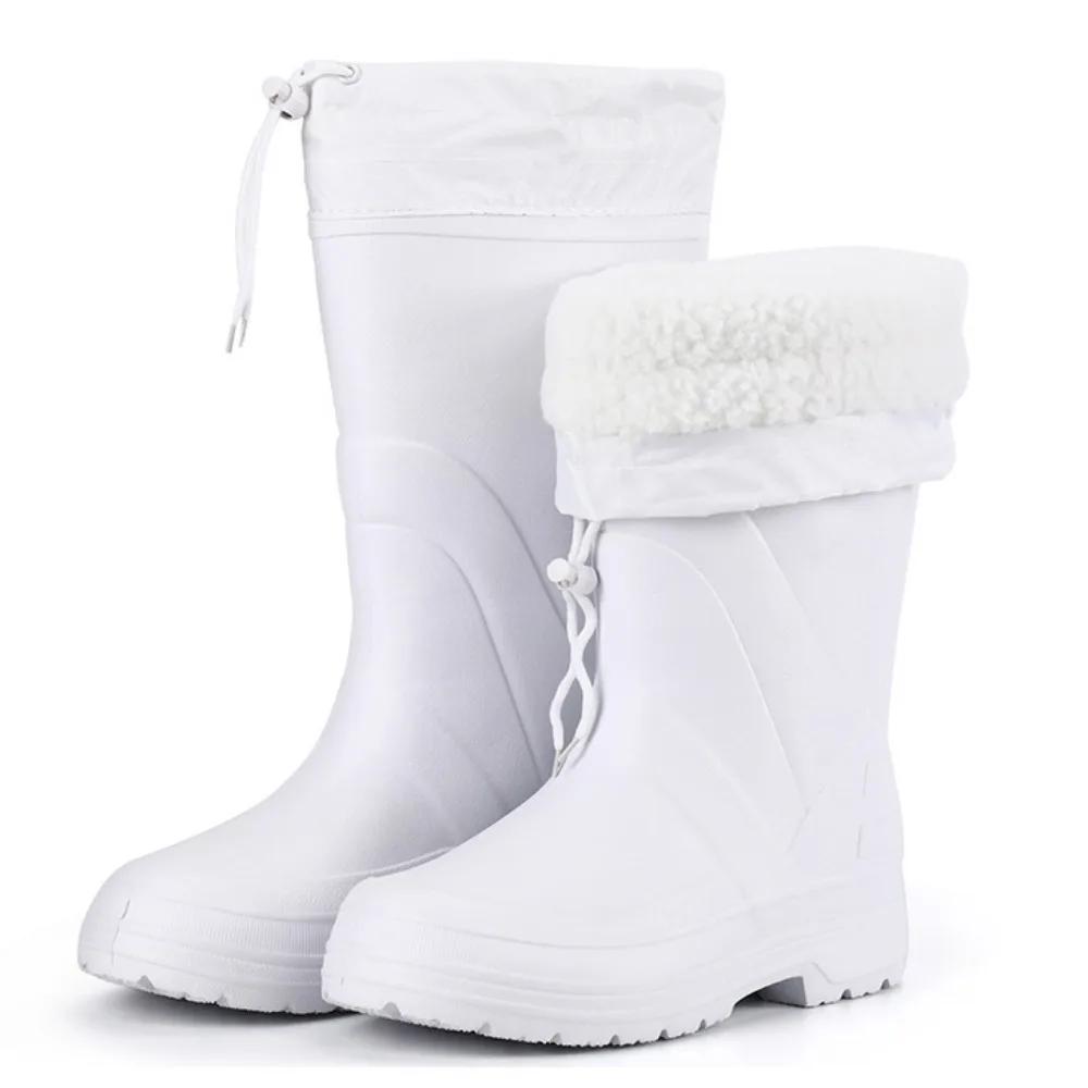 Weiße Regenschuhe für Herren, hohe Stiefel, Winter, Wärme, rutschfeste Wasserstiefel, EVA-Arbeitsstiefel, Herrenschuhe, rutschfeste Schuhe für die Arbeit in der Küche