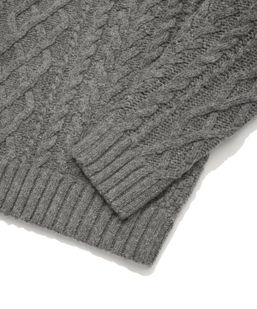 COVERNAT WOMAN Raglan Cable Knit Melange Gray