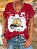 Ilstile Women's What A Wonderful World Life Tree Bleached T-Shirt Boho Hippie Print V-Neck Short Sleeve Loose Casual Top