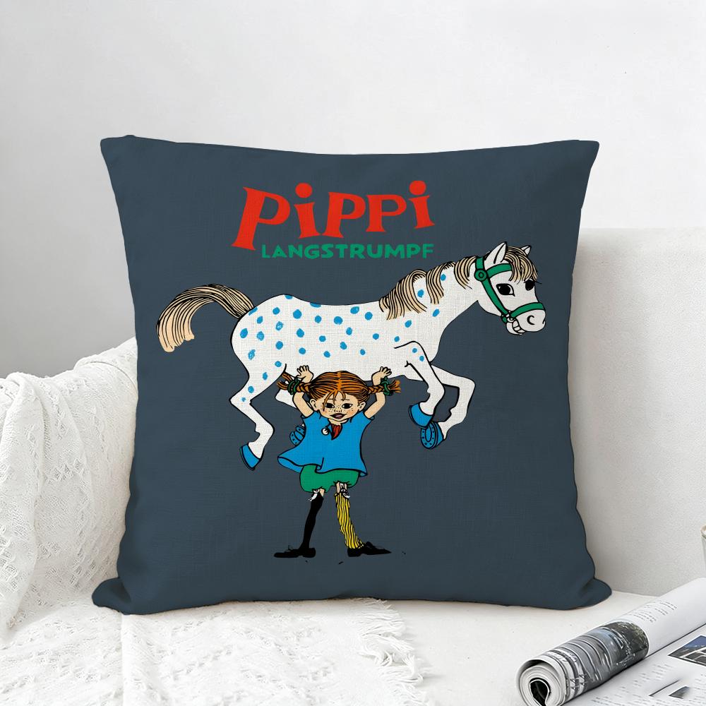 Buch Pippi Langstrumpf Kissenbezug Naturleinen Kissenbezug Set All-in-One Dekor für Sofa Schlafzimmer Stuhl