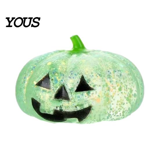 Pumpkin Stress Ball Halloween Relief Toy, Spooky Head Squeeze Reliever Clear Glitter Sugar Ball, Party Favors Portable