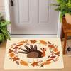 Thanksgiving Pumpkin Peace Sign Carpet Turkey Design Mat Autumn Leaves Home Decoration Greeting Door Rug Non-Slip Floor Mat