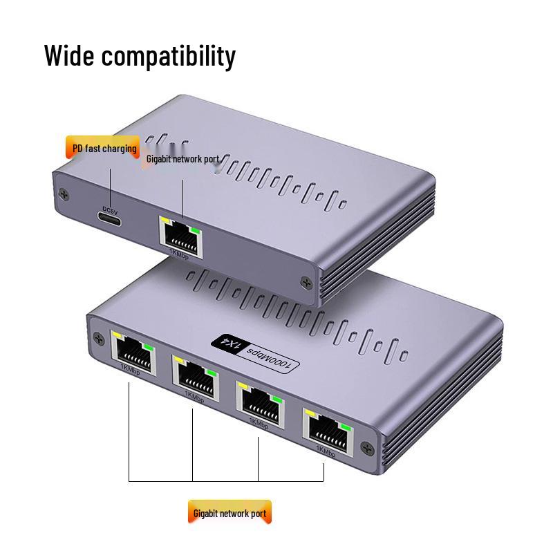 1-to-4 Gigabit RJ45 Network Splitter Switch