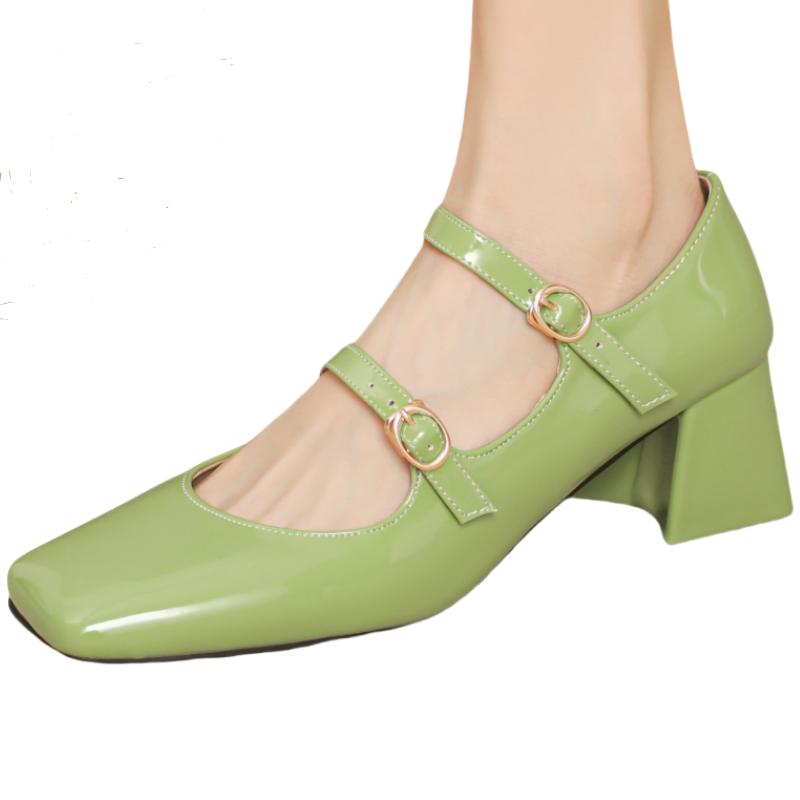 Fashion Elegant Women's Heels Large Size 45 Pumps Mary Janes Shoes Black Silver Green Purple Heeled Office Wedding Shoes For Girls