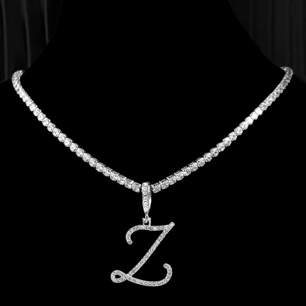 Nouvelle Chaîne Lettres Cursive Zircon Cubique Collier Nom Initial Bijoux Hip Hop Couleur Or Argent Pendentifs Alphabet CZ 26 Colliers