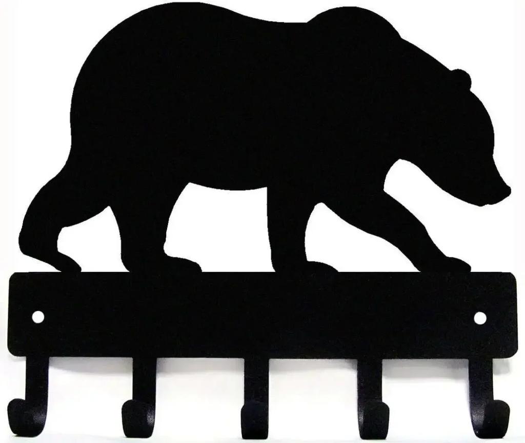 Porte-clés en forme d'ours - 15,2 cm de large - En métal - Pour décoration murale - Porte-serviettes, porte-manteaux, rangement - Décoration rustique pour la maison
