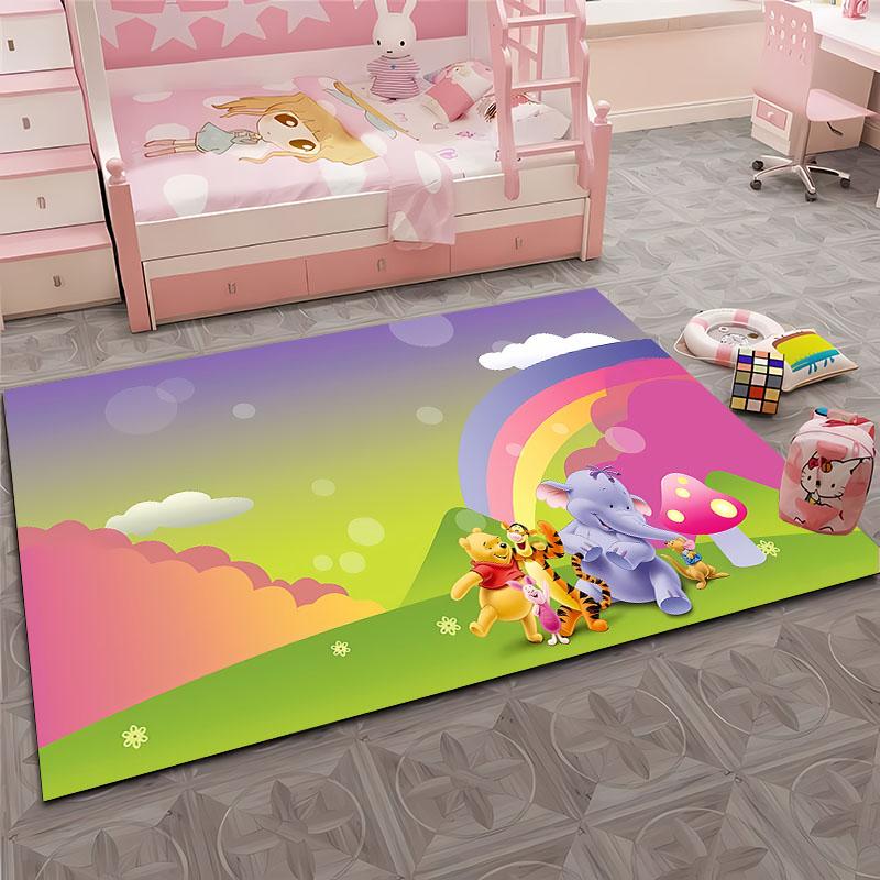 Mehrgrößen Cartoon Winnie Puuh Teppich, Wohnzimmer Schlafzimmer Kinderzimmer Sofamatte, Fußmatte Boden Anti-Rutsch Teppich Versand am nächsten Tag