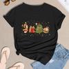 Women's Casual Christmas Printed Short Sleeve T-Shirt with Festive Holiday Design