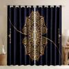 3D Printed Modern Black Bohemian Luxury Mandala Flowers Thin Window Curtain Panels for Living Room Bedroom Decoration 2 Pieces