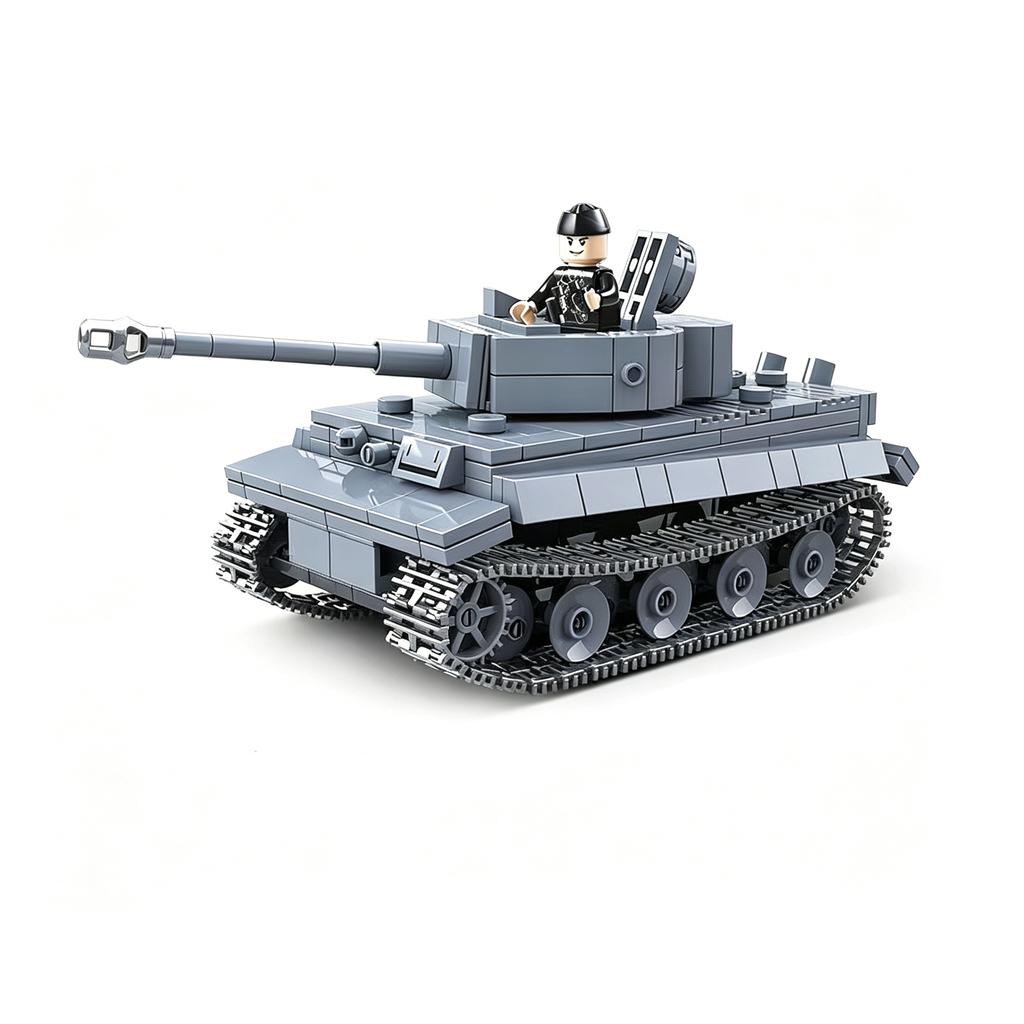 Full Crown Byggset 100242 Tiger I Tung Tank Modell Andra Världskriget Militär Serie Monteringsleksak Pojkpresent