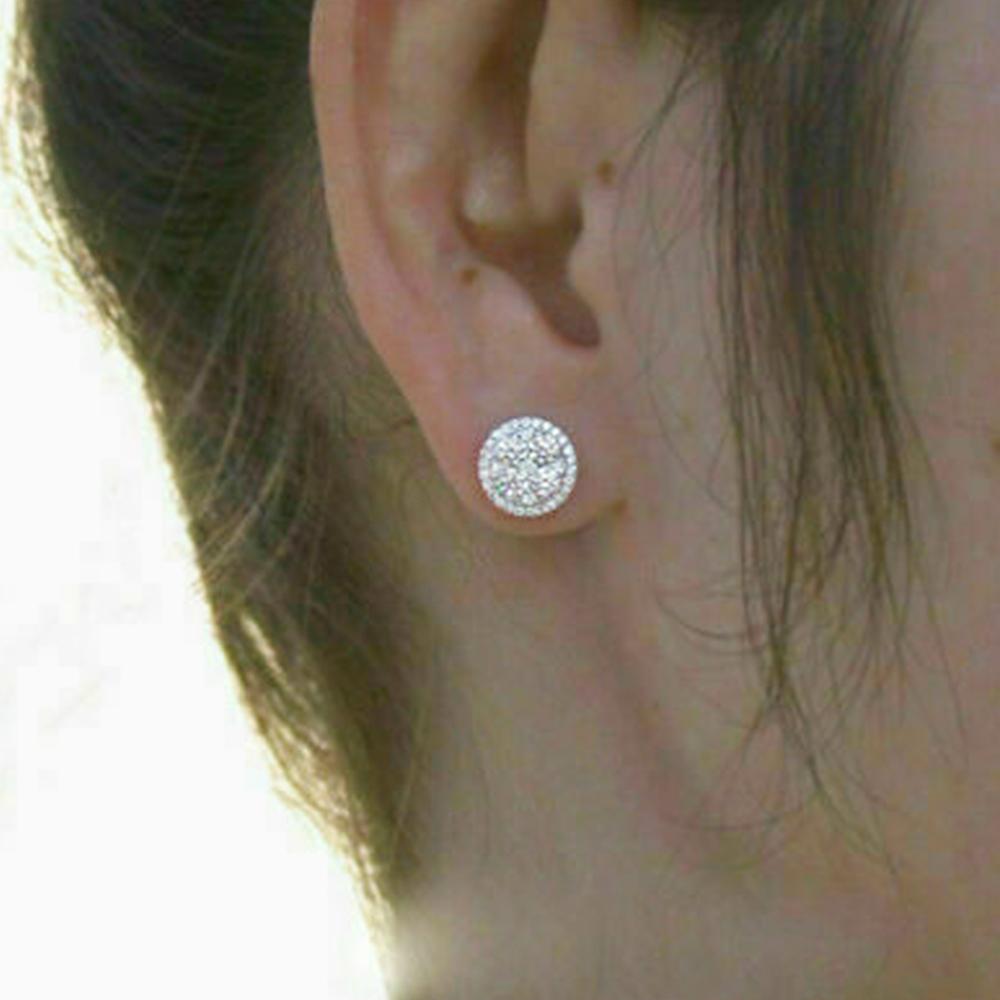 Huitan Dazzling Round Cubic Zirconia Stud Earrings for Women Simple Classic Female Ear Piercing Earrings Timeless Style Zircon