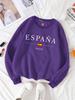 Spain Flag Design Womens Y2K Sweatshirts All-Match Loose Pullover Autumn Fleece Streetwear Casual O-Neck Clothing