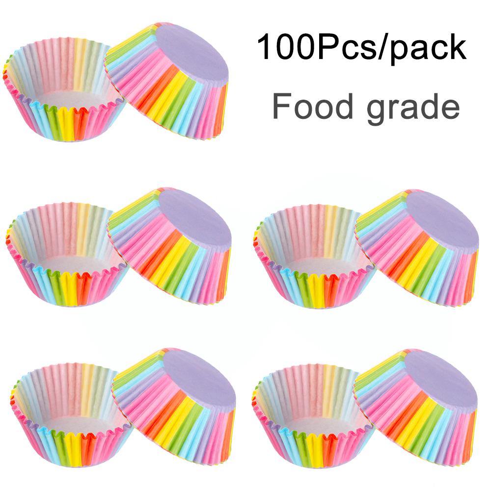 100Pcs Colorful Muffin Cup Oilproof Baking Boxes Wrapper Cake Mold Paper Cupcake