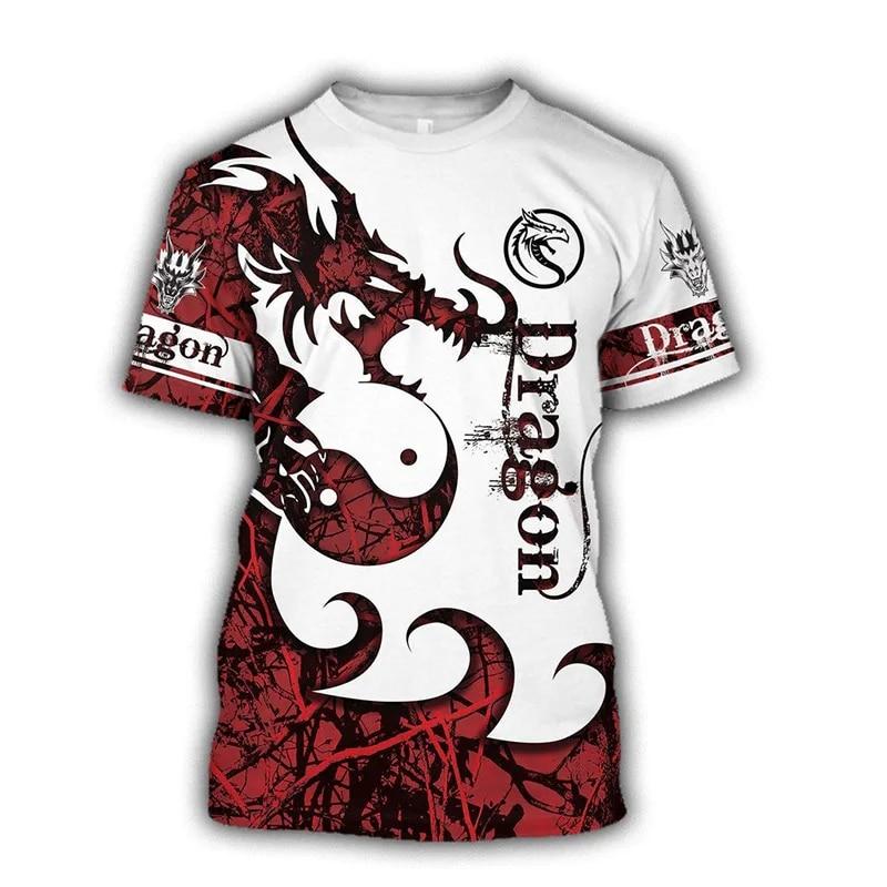 T-Shirt manches courtes pour hommes, surdimensionné, imprimé Dragon chinois graphique 3D, décontracté, à la mode, été