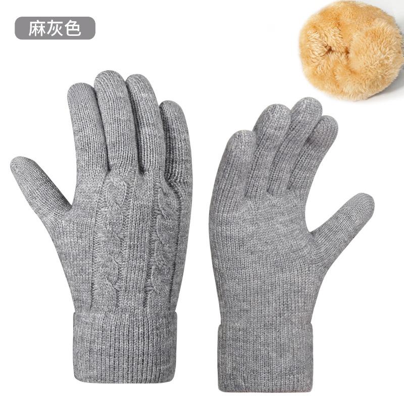 Warme Strickhandschuhe für Damen, ideal für Winter, Radfahren und Büro, einfache, kältebeständige Doppelschichthandschuhe