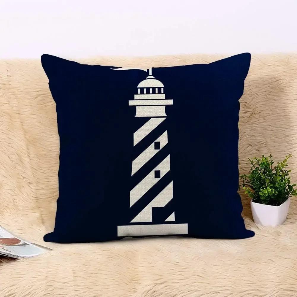 Decorazione per la Casa Stile Costiero Blu Marino Forma di Corallo Faro Stella Marina Ancora Adatta per Divano, Camera da Letto, Auto, Federa