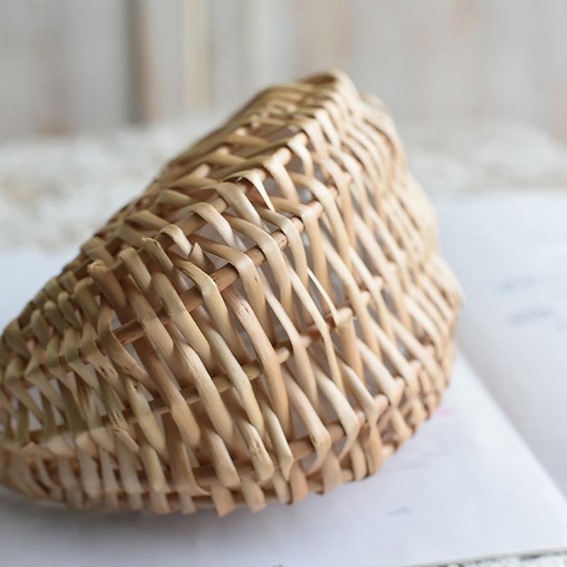 Small Flower Basket Willow Rattan Woven Basket Wicker Half Moon Storage With Handle Handmade Picnic Container Sturdy Girl