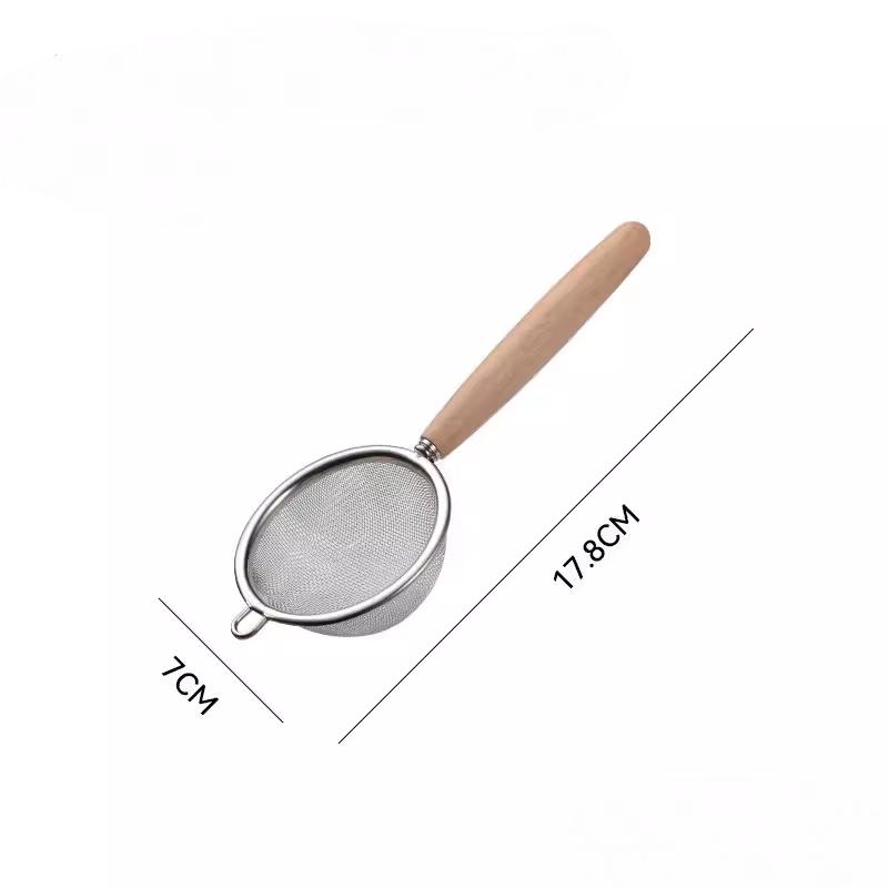 1/3Pcs Kitchen Baking Steel Flour Sieve Kitchen Soy Milk Juice Filter Sieve Filter Oil Spoon Hand-Held Binaural Mesh Colander Quality