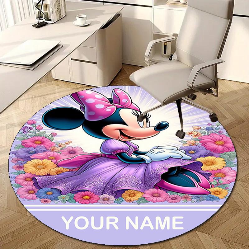 Gepersonaliseerd M-Minnie Rond Kantoorvloerkleed - Perfect voor Mat, Kantoorstoel & Meer - Ideaal Cadeau voor Verjaardagen en Feestdagen