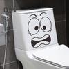 Scared Expression Toilet Sticker Waterproof Removable Self-adhesive PVC Living Room Bathroom Wall Art Cartoon Expression Toilet Seat Lid Decoration