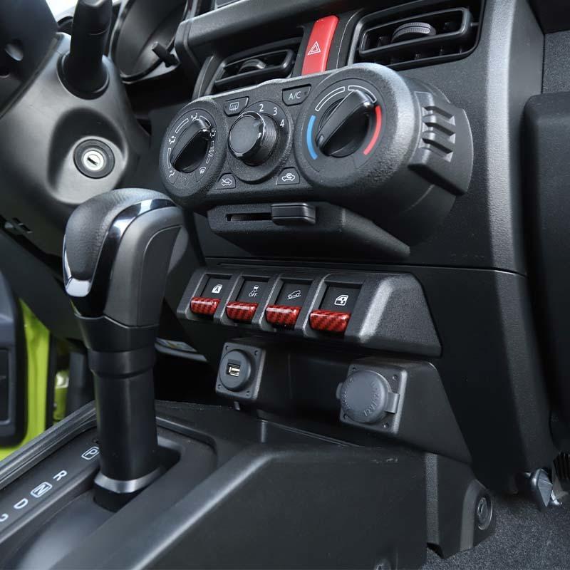 ABS-Autofensterknopf-Zieraufkleber für Suzuki Jimny 2019+, Innenausstattung, Silber, Kohlefaser bedruckt