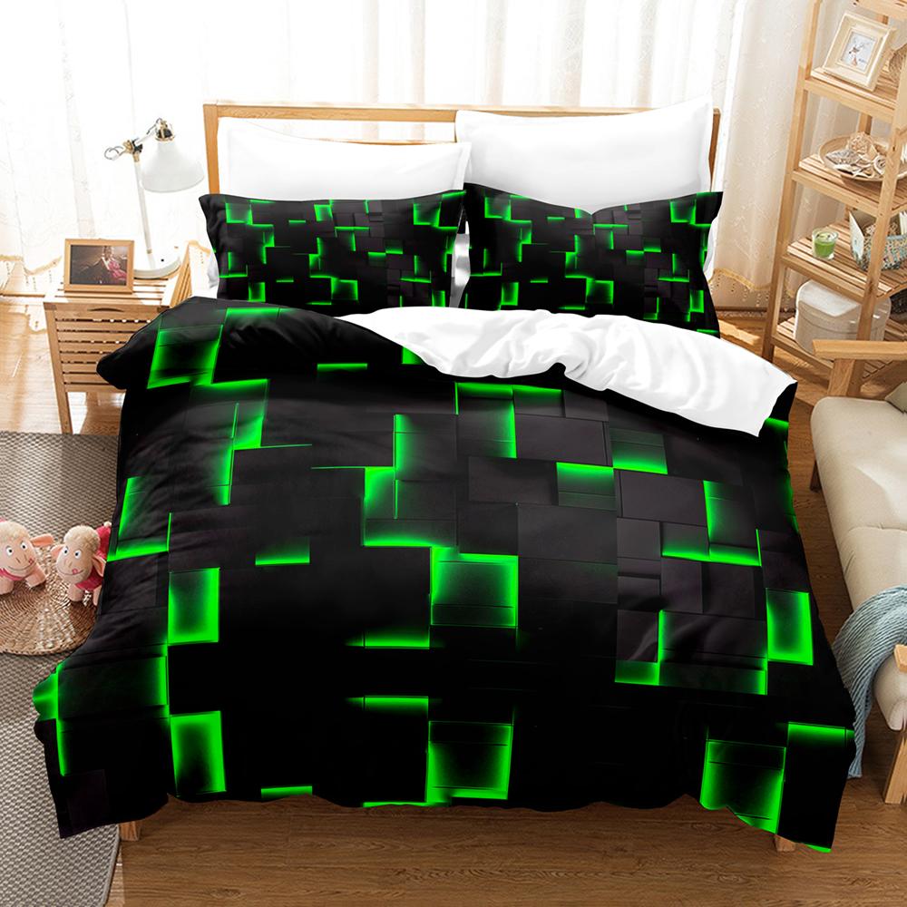 Blue Grid Duvet Cover Set 3D Visual Geometry Art Print Bedding Set Twin Queen King Size No Filling and Sheet Gift For Birthday