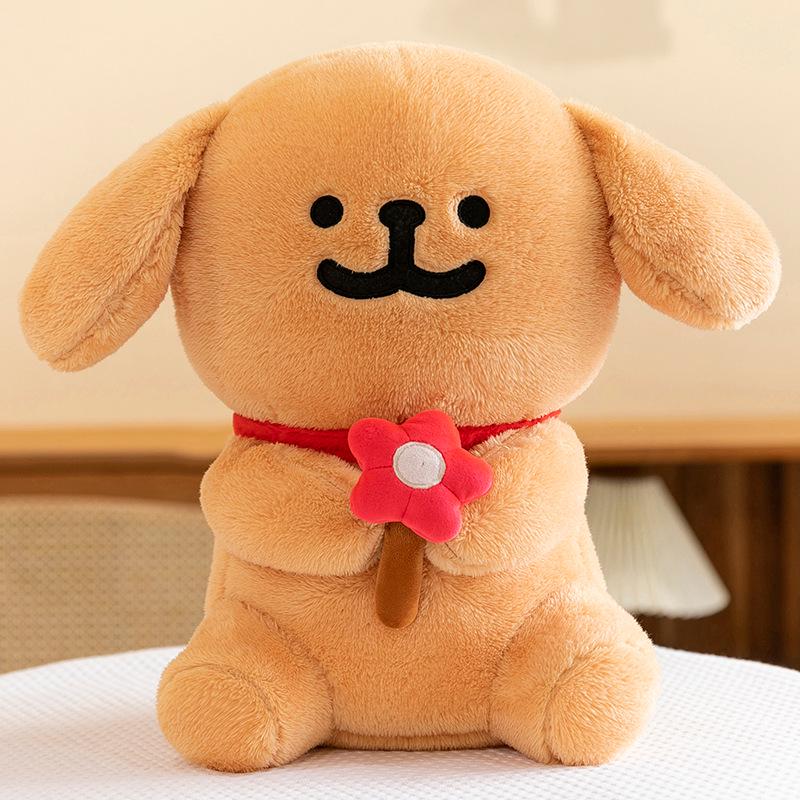 Heart-Shaped Dog Plush Toy with Rose - Cute Korean Cushion & Birthday Gift for Girls