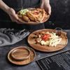Houten Serveerbord Rond Voedselveilig Schaal voor Fruit Salade Snacks Sushi Dessert Cake Keuken Dinerbord Brood Steak Pizza Dienblad